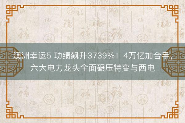 澳洲幸运5 功绩飙升3739%！4万亿加合手，六大电力龙头全面碾压特变与西电